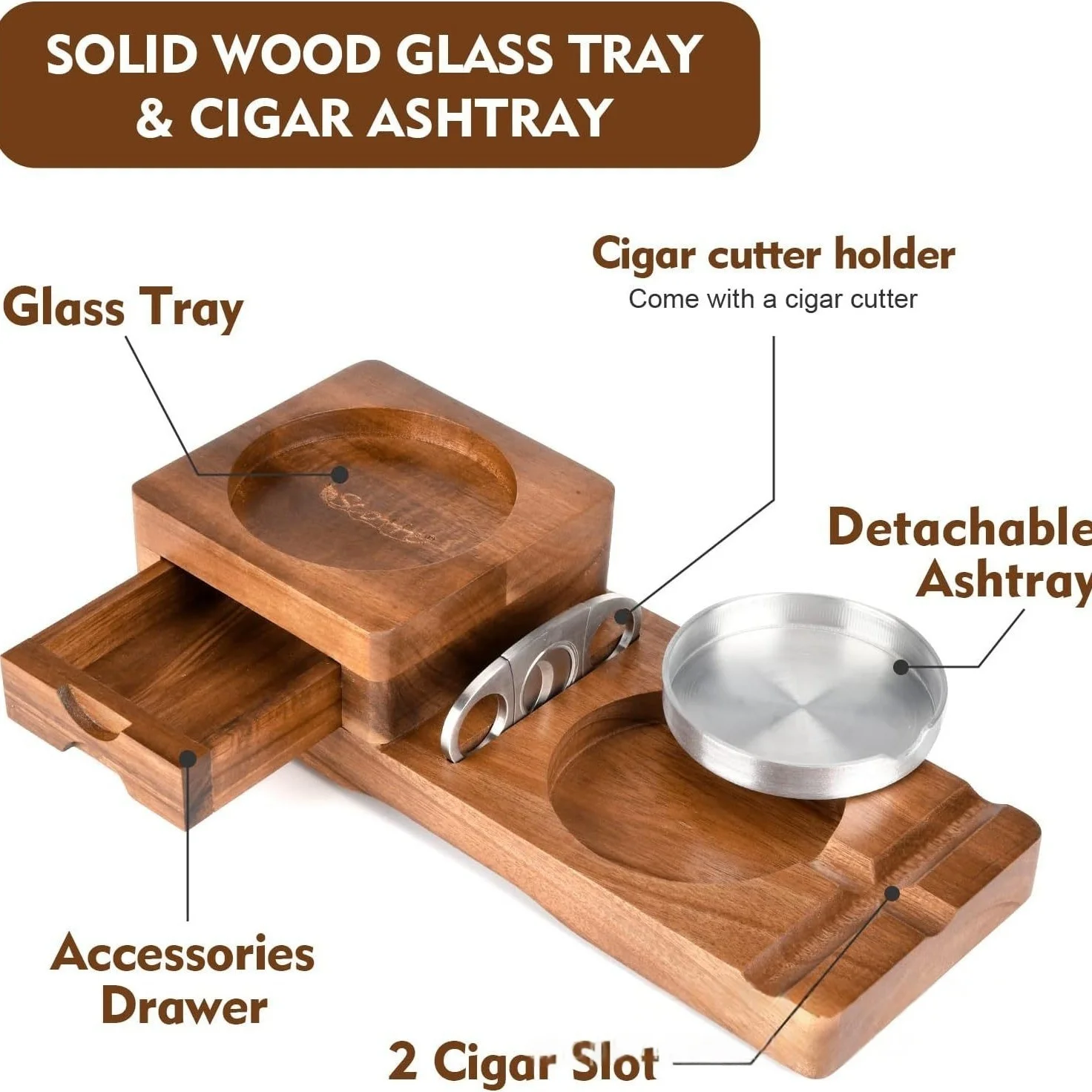 Luxury Cigar Accessories Box w - Cigar Cutter Set 评论和价格