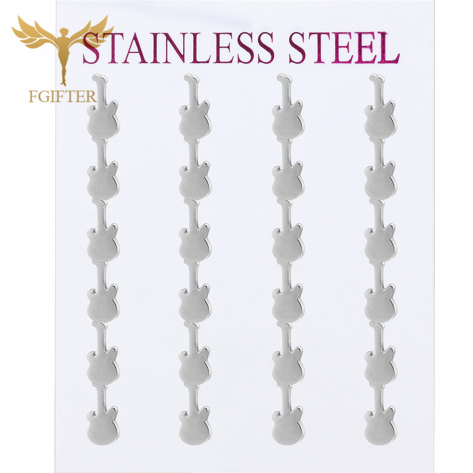 12 Pairs Music Guitar Earrings - Men Accessories In Store 评论和价格